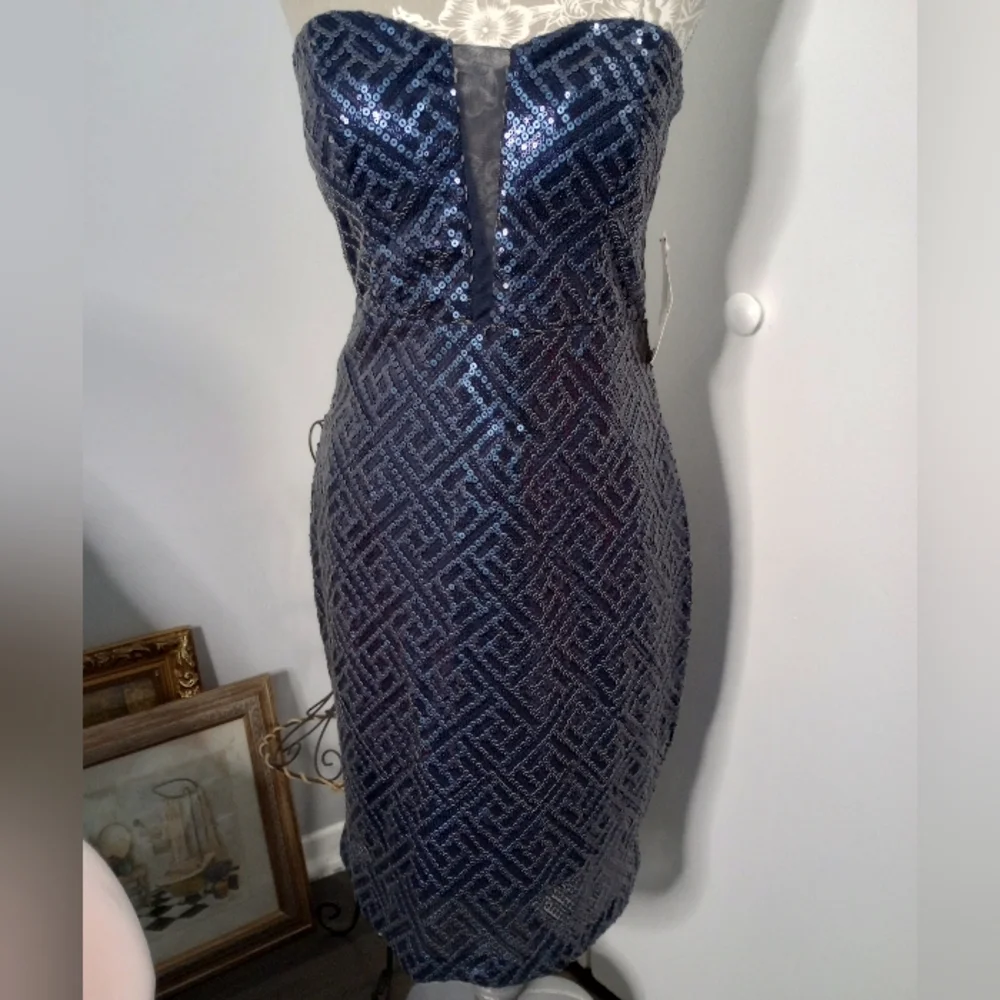 NWT Trixxi Strapless Sequin Evening Dress - Picture 1 of 8